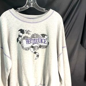 Gray/Purple Dbl sided “Beetlejuice” front Embroidery  SzXXL